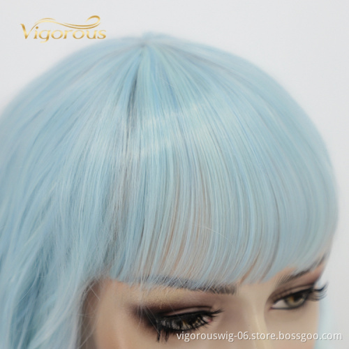 Deep Wave Good Quality High Temperature Wholesale Bob With Bang Short For Black Women Synthetic Natural Wigs